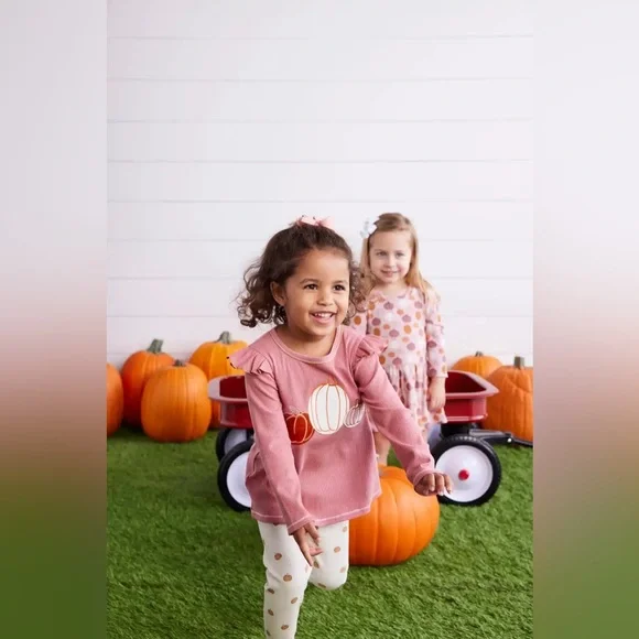 Mud Pie 24M/2T Pink Pumpkin Top & Legging Set - Picture 2 of 6